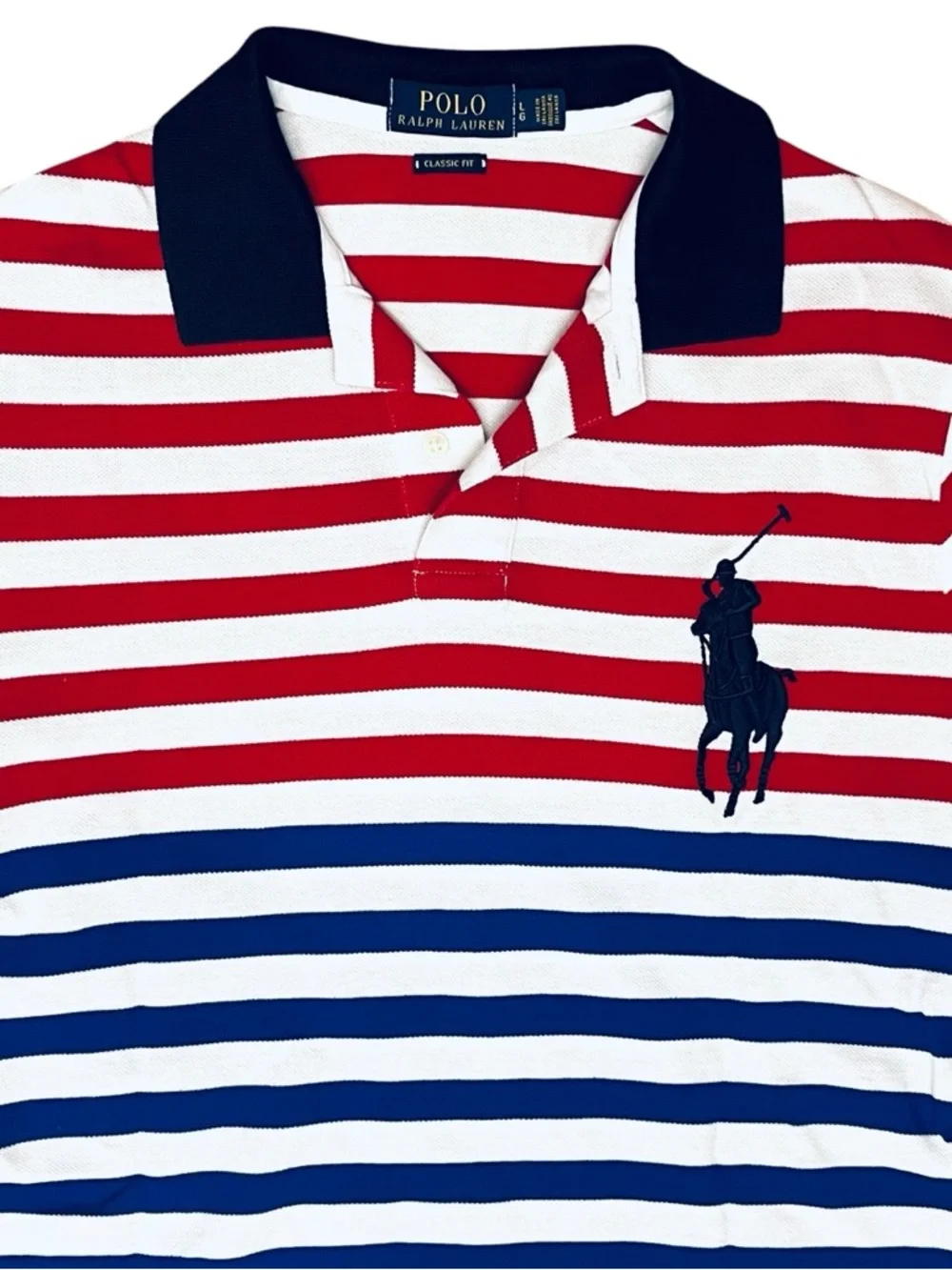 Polo Ralph Lauren Lot/2 Big Pony Polo Striped & Stars Shirt Men’s Classic Fit L